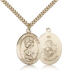 Gold Filled St. Christopher Patron Saint Medal Pendant - Large" itemprop="image