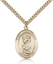Gold Filled St. Christopher Patron Saint Medal Pendant - Large" itemprop="image