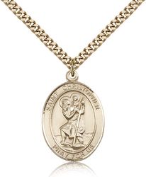 Gold Filled St. Christopher Patron Saint Medal Pendant - Large" itemprop="image