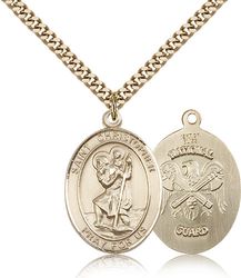 Gold Filled St. Christopher Patron Saint Medal Pendant - Large" itemprop="image