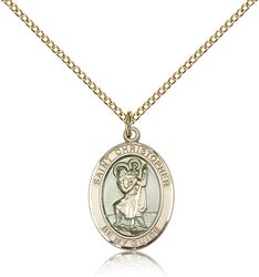 Gold Filled St. Christopher Patron Saint Medal Pendant - Medium" itemprop="image