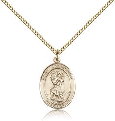 Gold Filled St. Christopher Patron Saint Medal Pendant - Medium" itemprop="image