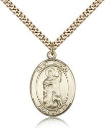 Gold Filled St. Christopher/Skateboarding Patron Saint Medal Pendant - Large" itemprop="image