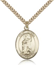 Gold Filled St. Christopher/Skateboarding Patron Saint Medal Pendant - Large" itemprop="image