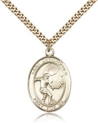 Gold Filled St. Christopher/Soccer Patron Saint Medal Pendant - Large" itemprop="image