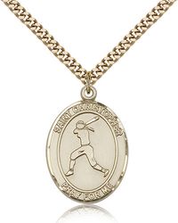 Gold Filled St. Christopher/Softball Patron Saint Medal Pendant - Large" itemprop="image