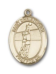 Gold Filled St. Christopher/Volleyball Patron Saint Medal Pendant - Small" itemprop="image