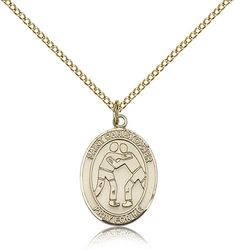 Gold Filled St. Christopher/Wrestling Patron Saint Medal Pendant - Medium" itemprop="image