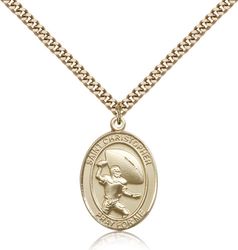 Gold Filled St. Christpher / Football Patron Saint Medal Pendant - Medium" itemprop="image