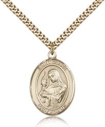 Gold Filled St. Clare of Assisi Patron Saint Medal Pendant - Large" itemprop="image