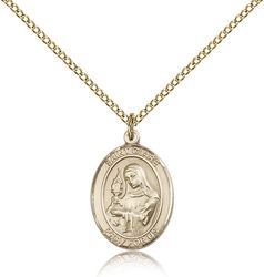 Gold Filled St. Clare of Assisi Patron Saint Medal Pendant - Medium" itemprop="image