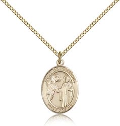 Gold Filled St. Columbanus Patron Saint Medal Pendant - Medium" itemprop="image