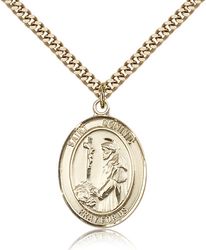 Gold Filled St. Dominic de Guzman Patron Saint Medal Pendant - Large" itemprop="image