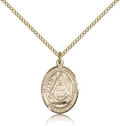 Gold Filled St. Edburga of Winchester Patron Saint Medal Pendant - Medium" itemprop="image