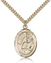 Gold Filled St. Edwin Patron Saint Medal Pendant - Large" itemprop="image