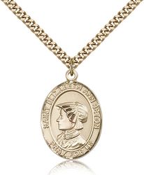 Gold Filled St. Elizabeth Ann Seton Patron Saint Medal Pendant - Large" itemprop="image