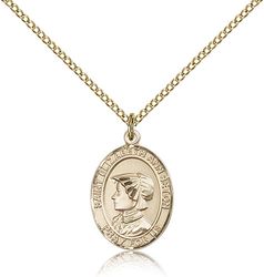 Gold Filled St. Elizabeth Ann Seton Patron Saint Medal Pendant - Medium" itemprop="image