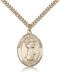 Gold Filled St. Francis of Assisi Patron Saint Medal Pendant - Large" itemprop="image