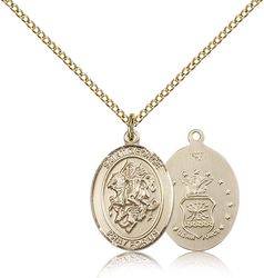 Gold Filled St. George / Air Force Patron Saint Medal Pendant - Medium" itemprop="image