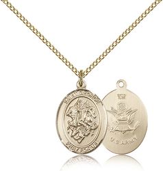 Gold Filled St. George / Army Patron Saint Medal Pendant - Medium" itemprop="image