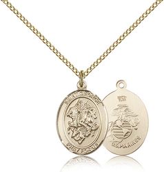 Gold Filled St. George / Marines Patron Saint Medal Pendant - Medium" itemprop="image