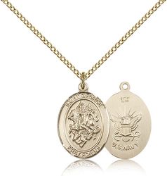 Gold Filled St. George / Navy Patron Saint Medal Pendant - Medium" itemprop="image