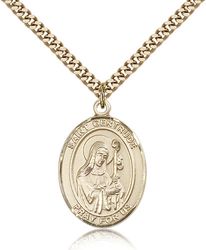 Gold Filled St. Gertrude of Nivelles Patron Saint Medal Pendant - Large" itemprop="image