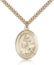 Gold Filled St. Giles Patron Saint Medal Pendant - Large" itemprop="image