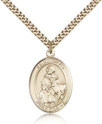 Gold Filled St. Giles Patron Saint Medal Pendant - Large" itemprop="image