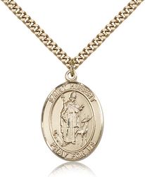 Gold Filled St. Hubert of Liege Patron Saint Medal Pendant - Large" itemprop="image