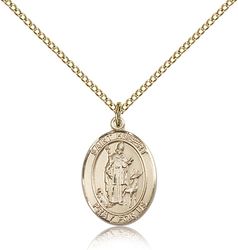 Gold Filled St. Hubert of Liege Patron Saint Medal Pendant - Medium" itemprop="image