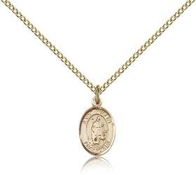 Gold Filled St. Hubert of Liege Patron Saint Medal Pendant - Small" itemprop="image