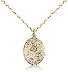 Gold Filled St. Isidore of Seville Patron Saint Medal Pendant - Medium" itemprop="image