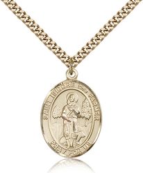 Gold Filled St. Isidore the Farmer Patron Saint Medal Pendant - Large" itemprop="image