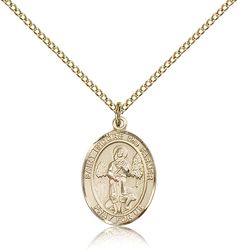 Gold Filled St. Isidore the Farmer Patron Saint Medal Pendant - Medium" itemprop="image