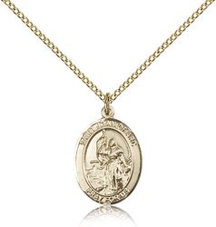 Gold Filled St. Joan of Arc Patron Saint Medal Pendant - Medium" itemprop="image