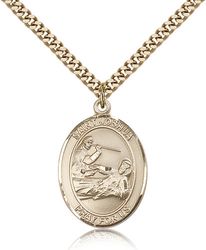 Gold Filled St. Joshua Patron Saint Medal Pendant - Large" itemprop="image