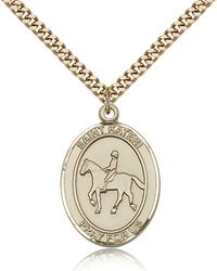 Gold Filled St. Kateri / Equestrian Patron Saint Medal Pendant - Large" itemprop="image