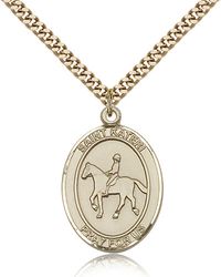 Gold Filled St. Kateri / Equestrian Patron Saint Medal Pendant - Large" itemprop="image