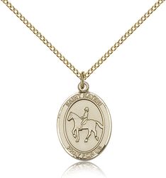 Gold Filled St. Kateri / Equestrian Patron Saint Medal Pendant - Medium" itemprop="image