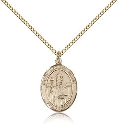 Gold Filled St. Leo the Great Patron Saint Medal Pendant - Medium" itemprop="image