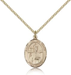 Gold Filled St. Leo the Great Patron Saint Medal Pendant - Medium" itemprop="image