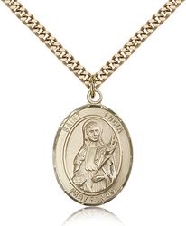 Gold Filled St. Lucia of Syracuse Patron Saint Medal Pendant - Large" itemprop="image