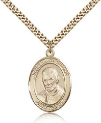 Gold Filled St. Luigi Orione Patron Saint Medal Pendant - Large" itemprop="image