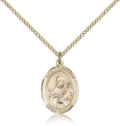 Gold Filled St. Meinrad of Einsideln Patron Saint Medal Pendant - Medium" itemprop="image