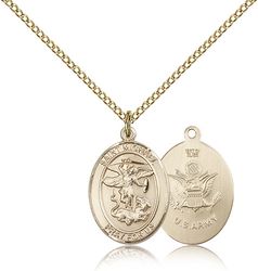 Gold Filled St. Michael / Army Patron Saint Medal Pendant - Medium" itemprop="image