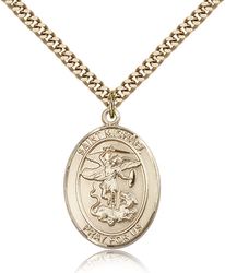 Gold Filled St. Michael the Archangel Patron Saint Medal Pendant - Large" itemprop="image