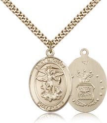 Gold Filled St. Michael the Archangel Patron Saint Medal Pendant - Large" itemprop="image