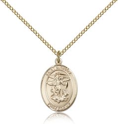 Gold Filled St. Michael the Archangel Patron Saint Medal Pendant - Medium" itemprop="image