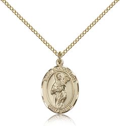 Gold Filled St. Scholastica Patron Saint Medal Pendant - Medium" itemprop="image